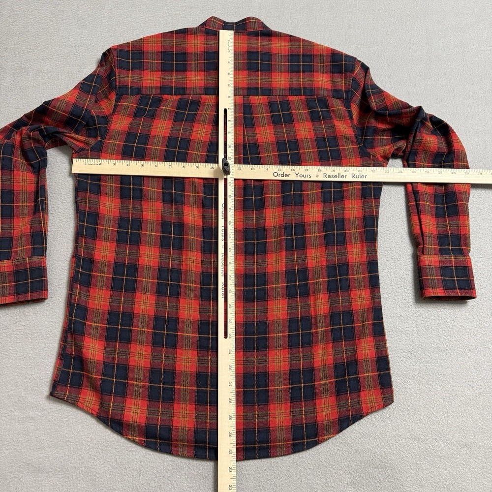 Celtic Ranchwear Shirt Mens M Red Plaid Flannel Band Collar Casual Weekend - Picture 5 of 8